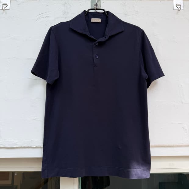 Cruciani 크루치아니 네이비 카라 반팔티 48