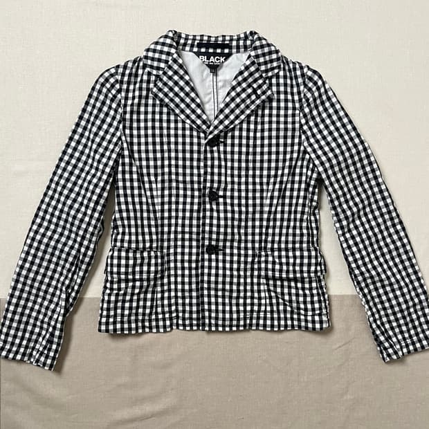 꼼데가르송 블랙 깅엄체크 블레이저 자켓 comme des garcons