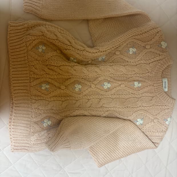 모리걸 플라워 니트 레이스 꽃무늬 잔꽃 하구미 핑크 아방핏니트