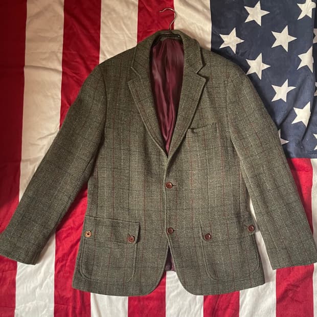 British vintage 빈티지 헤리스 트위드 2B 스포츠 자켓  