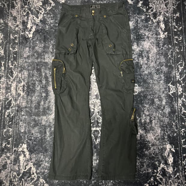 00s Style Black Cargo Pants