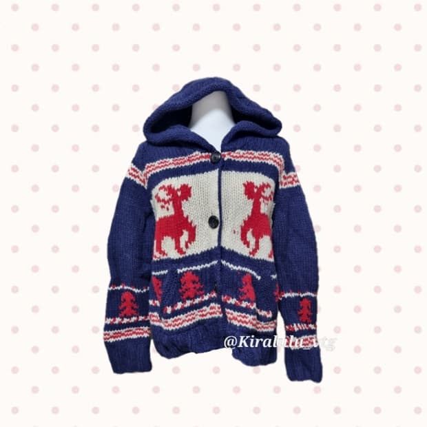 모리걸 코위찬 니트 후드 가디건