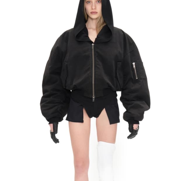 604서비스 DETACHABLE HOODED BOMBER JACKET