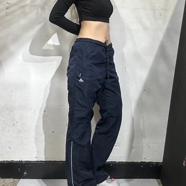 아디다스 네이비 와이드 트랙 팬츠 사이드 라인 바지 S