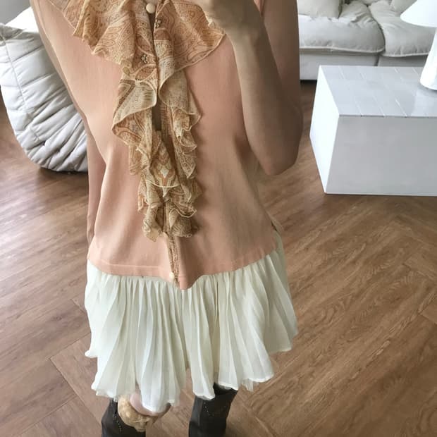 vintage ruffle pattern sleeveless