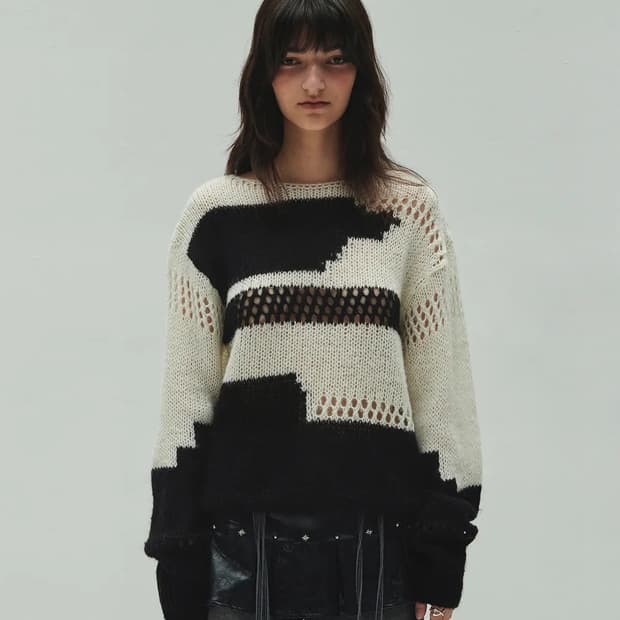 다이애그널 loose color mix knit