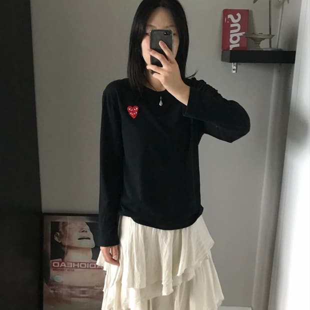 꼼데가르송 더블와펜 블랙 긴팔 롱슬리브티