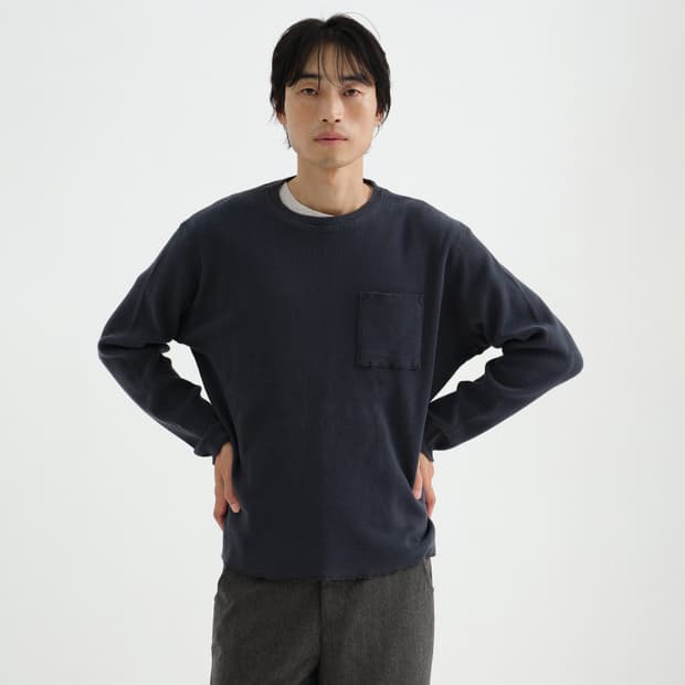 Seasalt 와플 롱슬리브 2사이즈 네이비