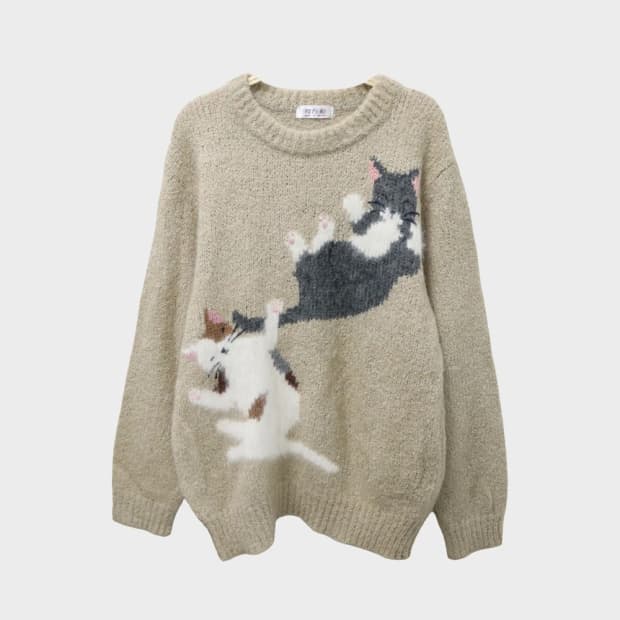 히메갸루 캣 니팅 울 혼방 니트 61917