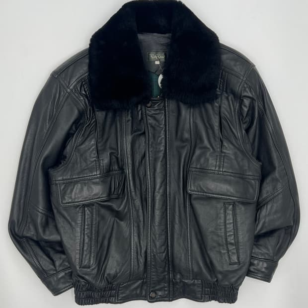 빈티지 퍼 카라 램스킨 레더 봄버자켓