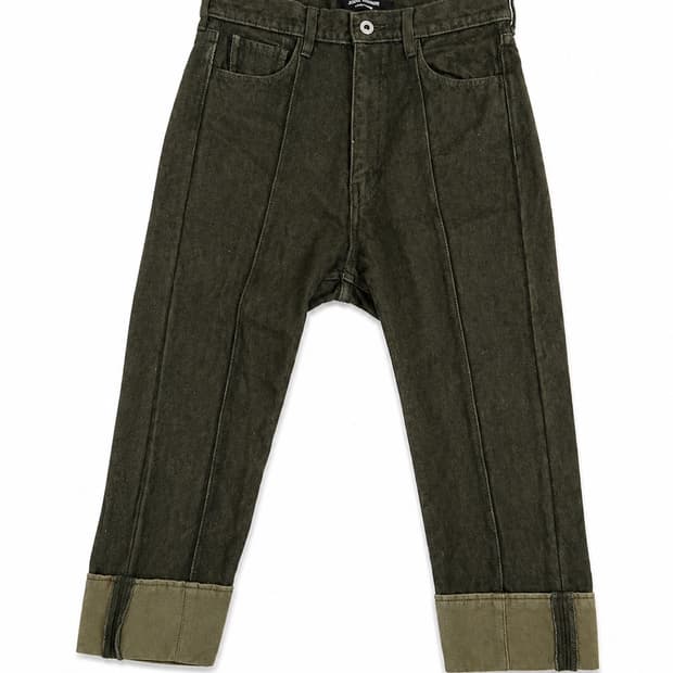     Junya Watanabe 카키 울블렌드 크롭 팬츠