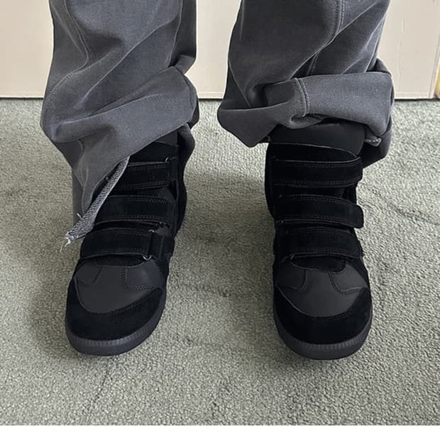 더에펠 드릭 레더 벨크로 소가죽 하이탑 스니커즈 235