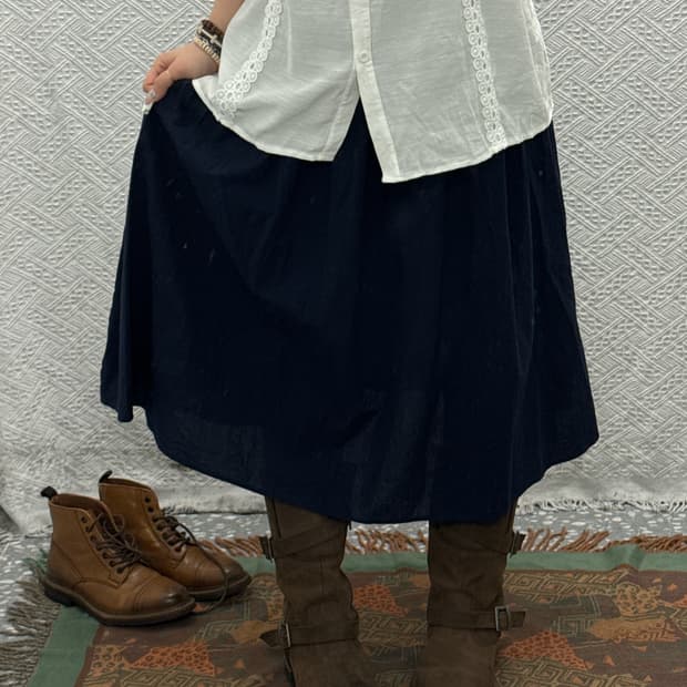 빈티지 핀턱 플리츠 플레어 프린세스 롱스커트 K0154