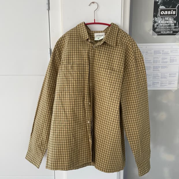 카키스 보더 체크 셔츠