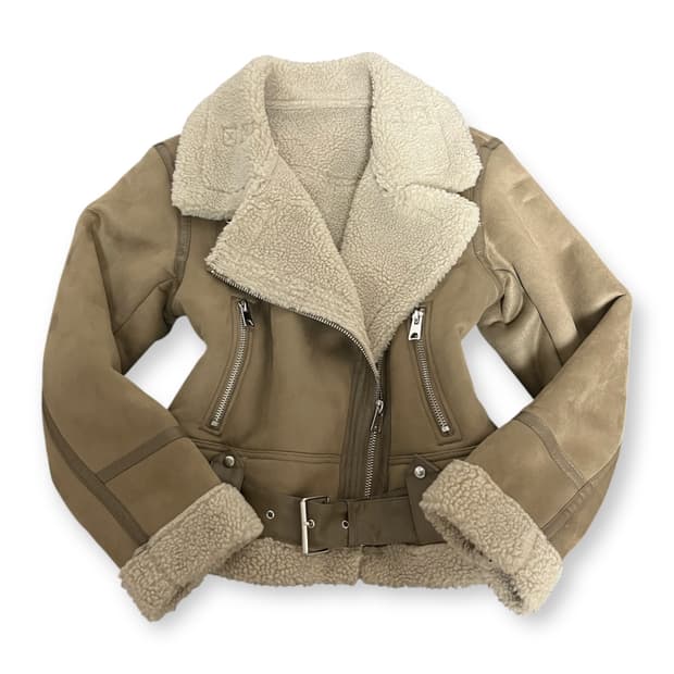 스웨이드 버클 하이넥 브라운 무스탕