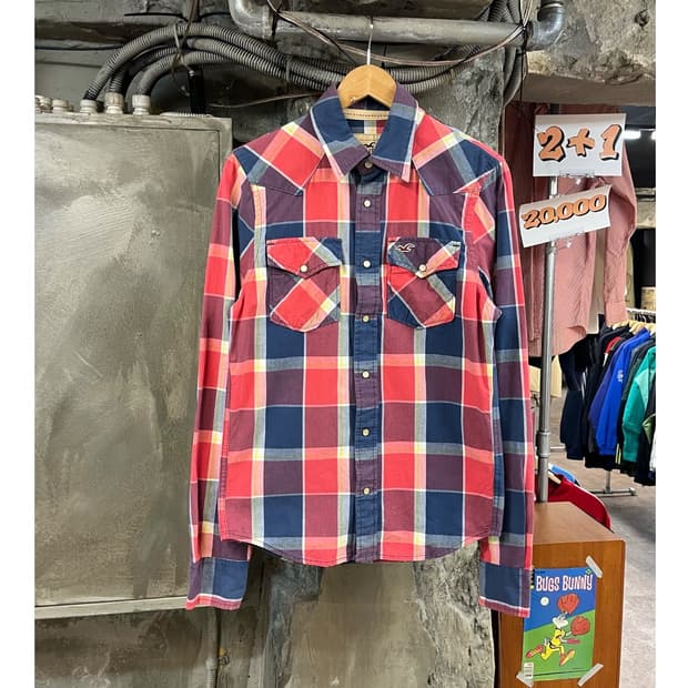 홀리스터 체크 셔츠 레드 S #csz3388