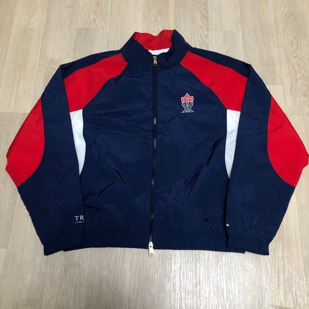 (L) 조던 X 트로피룸 92년 바르셀로나 드림팀 우븐 자켓 미드 네이비