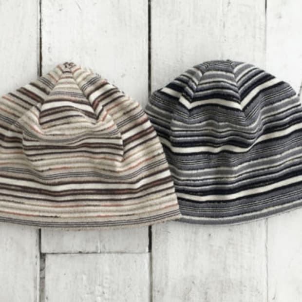 빈티지 스트라이프 비니 베이지/블루