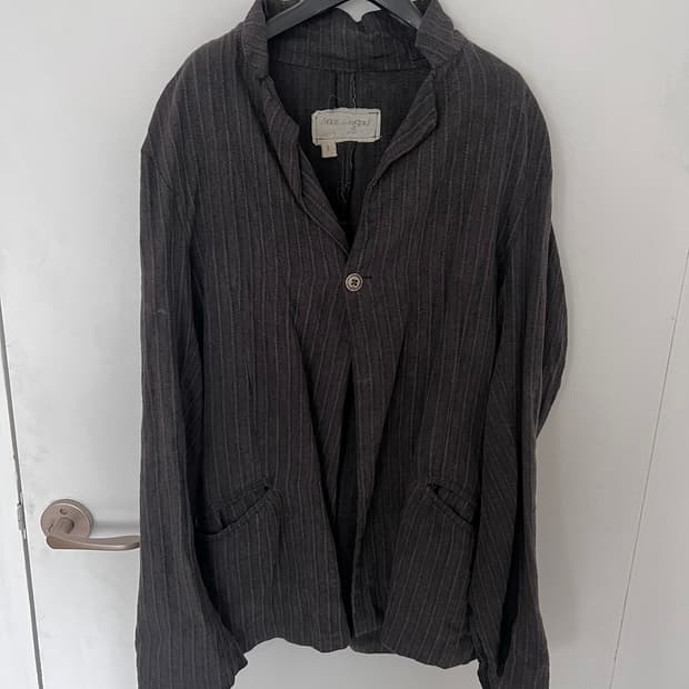greg lauren stripe suspenders jacket