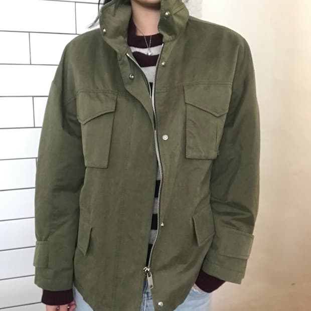 빈티지 카키 밀리터리 필드 자켓