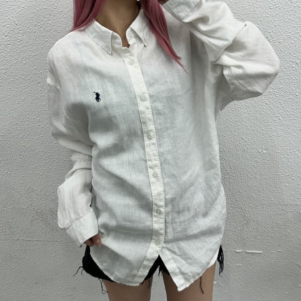 폴로 랄프로렌 네이비포니 린넨 화이트 셔츠 4XL