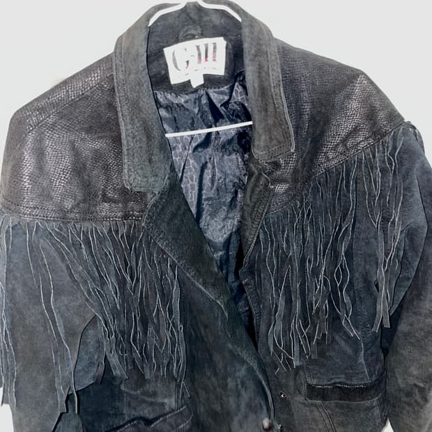 프린지 레더 가죽 자켓