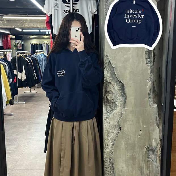 노매뉴얼 비트코인 후드티 네이비 S #csz2393