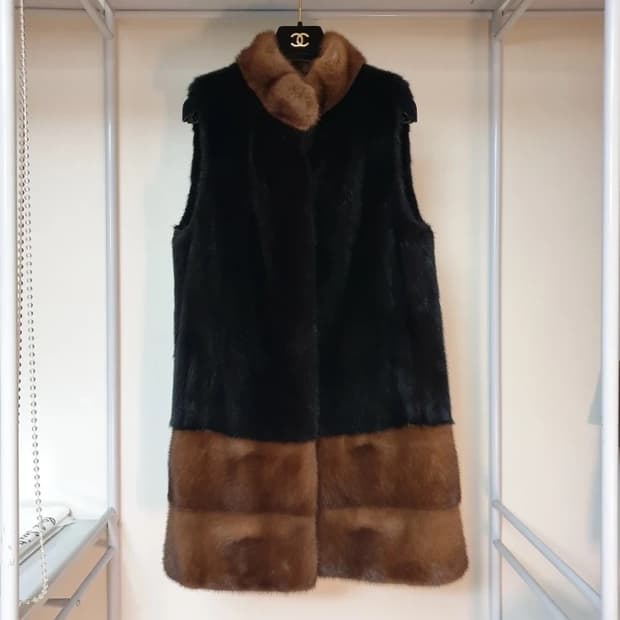 Jalouse 잘루즈 컬러블록 saga 사가밍크퍼 베스트 코트 조끼