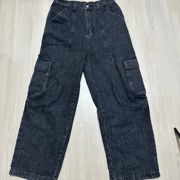 라퍼지스토어 인시전 와이드 카고 데님팬츠 블랙 L