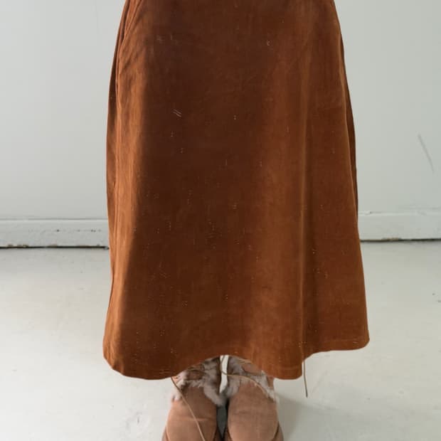 일본빈티지 카멜 코듀로이 플레어스커트