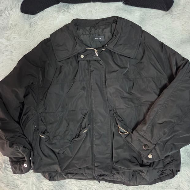 SYSTEM 시스템 블랙 패딩 점퍼