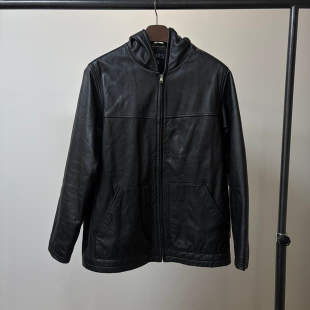 (100) NII 소가죽 후드 레더 자켓