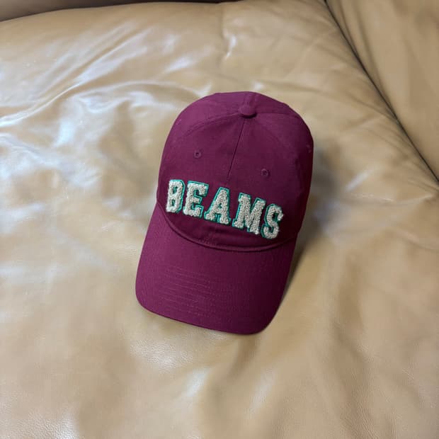 Beams 빔스 빔즈 6패널 볼캡 모자 워시드 버건디