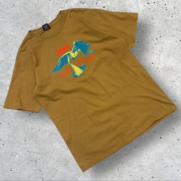 [L] 오베이 OBEY 브라운 반팔 티셔츠 C168