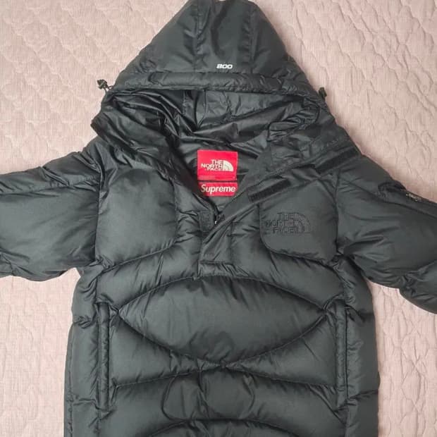 슈프림 x 노스페이스 800-필 하프 집 후드 풀오버 블랙 - 22FW