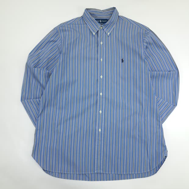 Co994 XL 폴로 랄프로렌 블루 스트라이프 긴팔 셔츠 남방