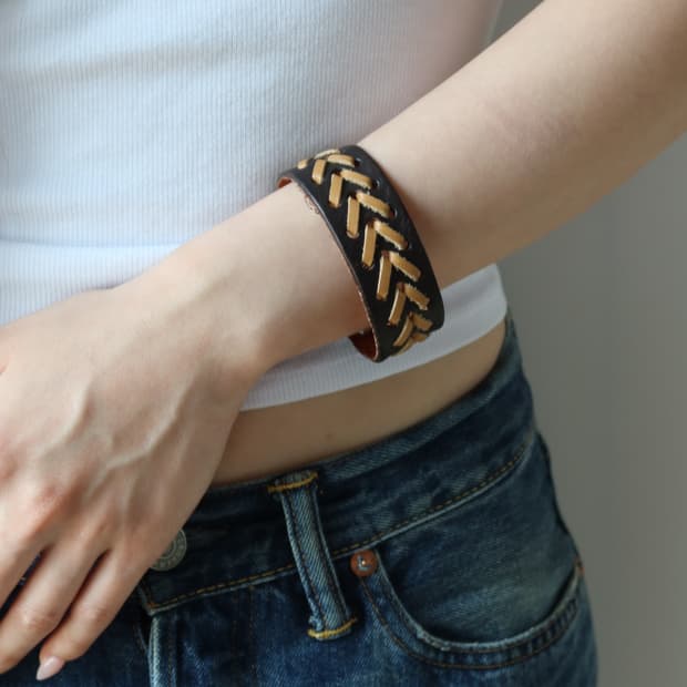 stitched leather cuff