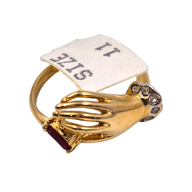 70s 미국 엔틱 핸드 루비 큐빅 골드 반지