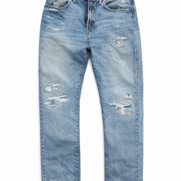 RRL 슬림핏 리페어 디스트로이드 데님 팬츠 32-32