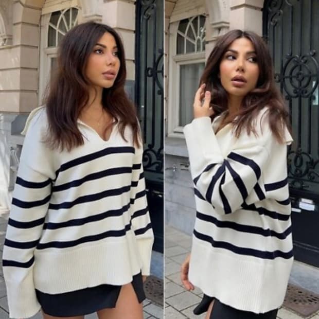 M) ZARA 자라 세일러 카라 니트 스웨터