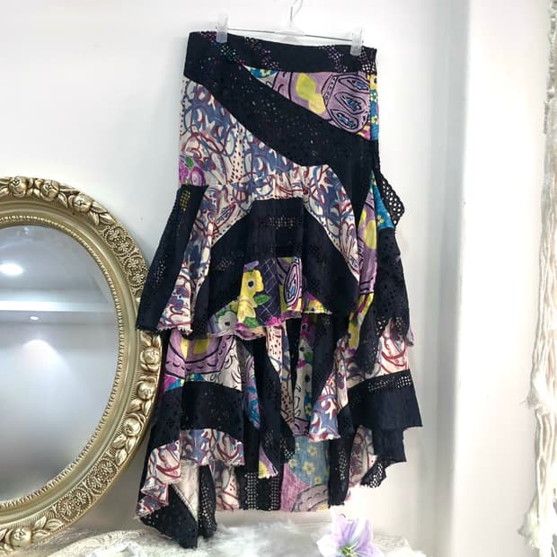 lavender patchwork lace layered skirt 