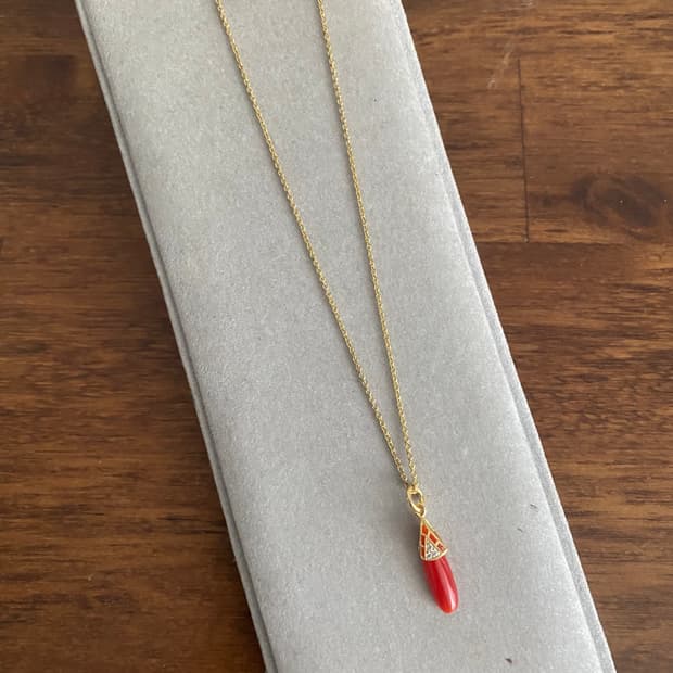 천연 산호 펜던트 실버 목걸이(925)