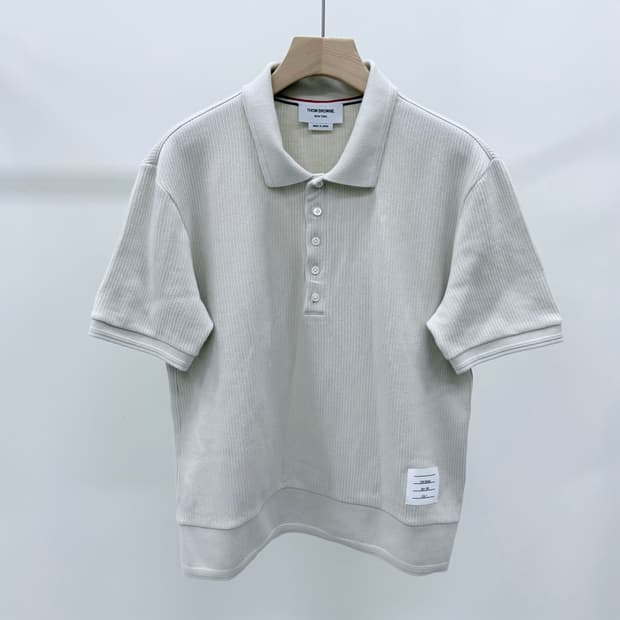 [A+급/4] 톰브라운 코튼 반팔 카라티 아이보리