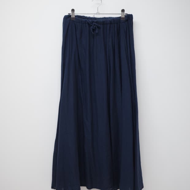 Navy banding cotton long skirt