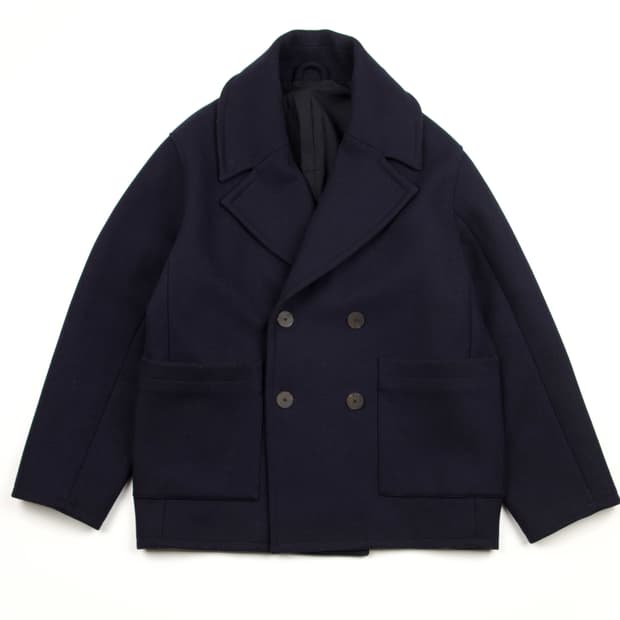 Studio Nicholson 켄튼 울 멜튼 피코트 다크네이비