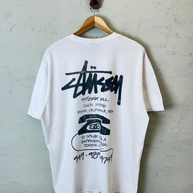 스투시 올드 폰 피그먼트 다이드 화이트 반팔티