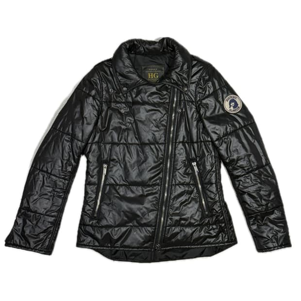 히스테릭 글래머 아카이브 사선 지퍼 히스걸 패치 라이더 패딩 자켓