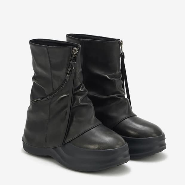 DEINET ZIPPER CURVED LINE FLATFORM BOOTS