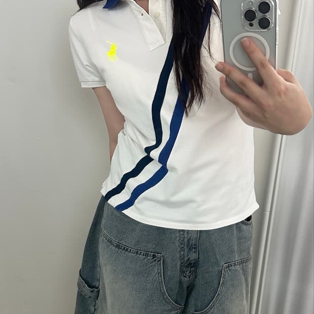 랄프로렌 골프 배색 빅포니 카라 티셔츠