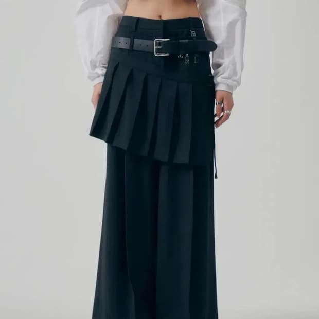 트리밍버드 Flowing Pleated 레이어드 팬츠 블랙 1